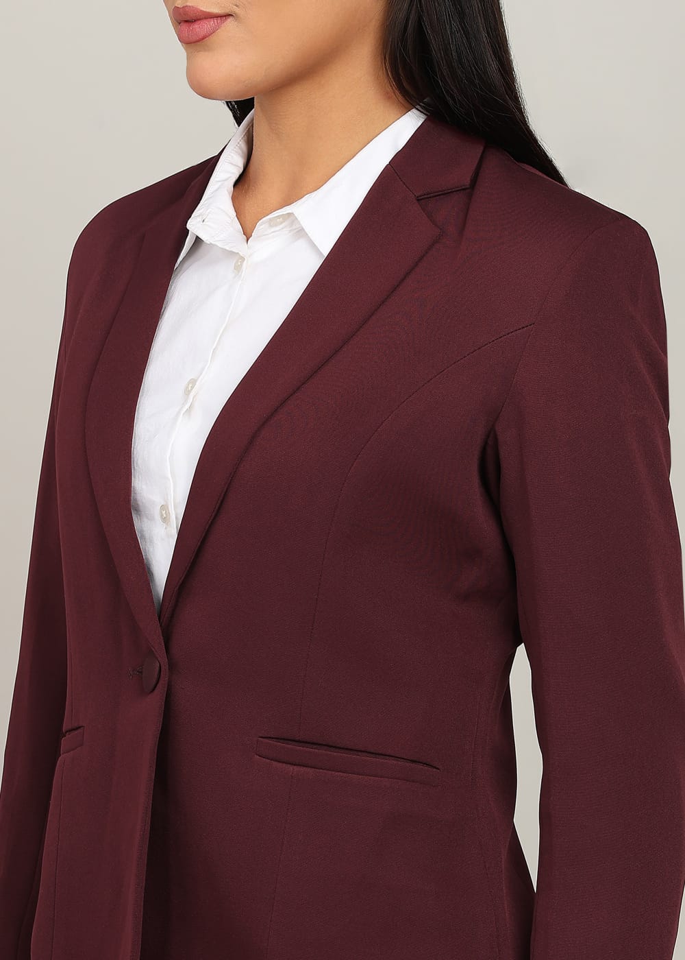Women’s Wine Single-Breasted Formal Pantsuit